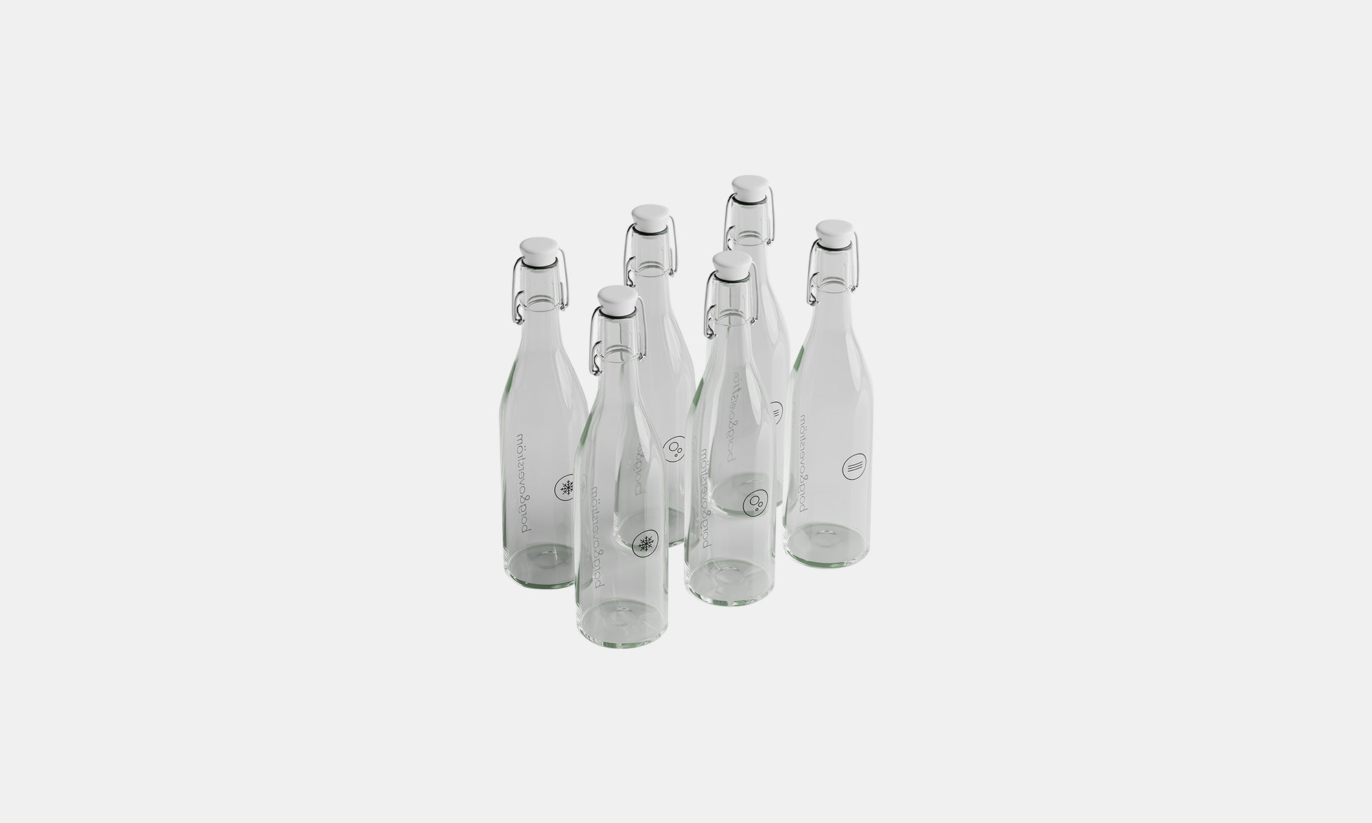 Glasflaschen mit Bügelverschluss der Marke Borg & Overström, 750 ml, 6 x sortiert, gekühlt, gekühlt und prickelnd – Borg & Overström