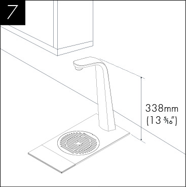 Also allow for the height of the tap head under any overhanging cupboard/shelf.
